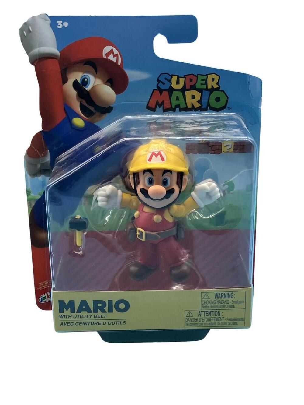 Super Mario Bros JAKKS Pacific Mario With Utility Belt Action Figure Yellow New